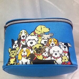MARCTETRO Cartoon Dog Print Cosmetic Makeup Bag in Blue